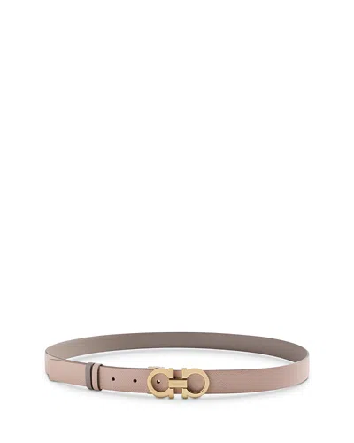 Ferragamo Women's Double Gancini Reversible Leather Belt In Pink