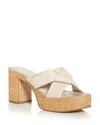 Ferragamo Douglas Padded Leather Espadrille Platform Sandals In Mascarpone