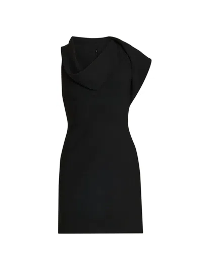Ferragamo Cowl-neck Stretch Twill Mini Dress In Black