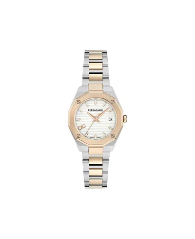 Ferragamo Women's Edge Two-tone Stainless Steel Bracelet Watch 28mm In Gold