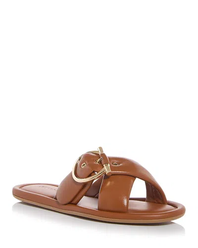 Ferragamo Women's Elyzia Gancini Slide Sandals In Brown