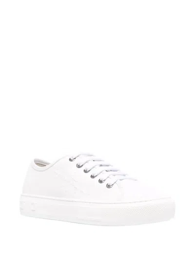 Ferragamo Leather-trimmed Canvas Sneakers In White