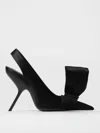 Ferragamo Women's Erica Slingbacks Satin With Asymmetric Bow Pump In Black In Black