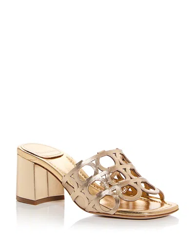 Ferragamo Erne Leather Gancini Link Mule Sandals In Gold