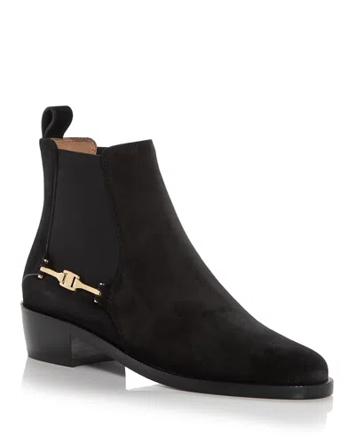 FERRAGAMO WOMEN'S F BUCKLE CHELSEA BOOTS