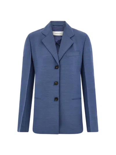 Ferragamo Women's Faille Single-breasted Blazer In Graphite