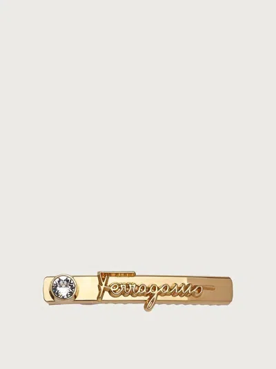Ferragamo Women's Fantasia Hairclip With Logo And Rhinestone In Gold