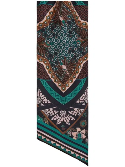 Pre-owned Ferragamo Women's  Ba Nodonirva Scarf In Black/green
