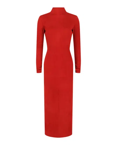 Pre-owned Ferragamo Women's  Backless Suede Dress In Red