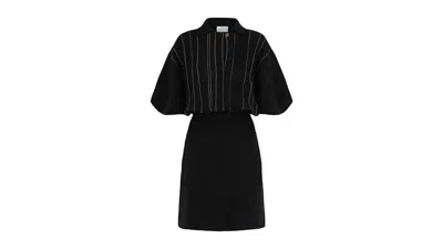 Pre-owned Ferragamo Women's  Contrast Stitch Knit Dress In Blue