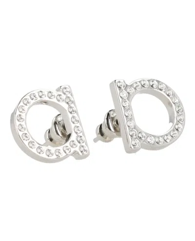 Pre-owned Ferragamo Women's  Crystalembellished Bijoux Earrings In Grey In Gray