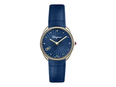 Pre-owned Ferragamo Women's  Cuir Strap Sfyn01422 Watch In Stainless Steel