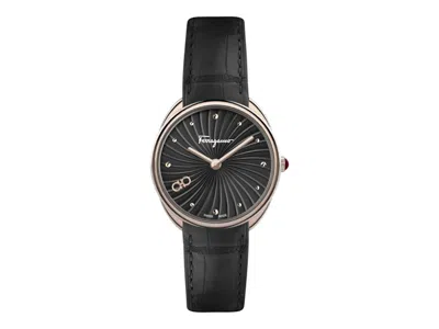 Pre-owned Ferragamo Women's  Cuir Strap Sfyn01522 Watch In Stainless Steel