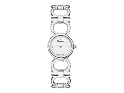 Pre-owned Ferragamo Women's  Double Gancini Bracelet Sf4c00125 Watch In Stainless Steel In Silver