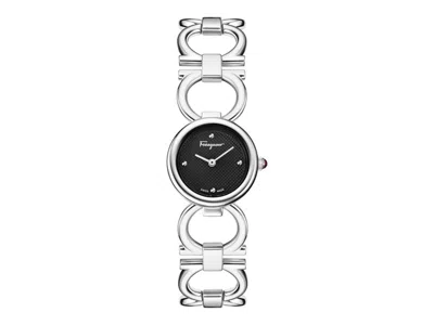 Pre-owned Ferragamo Women's  Double Gancini Bracelet Sf4c00225 Watch In Stainless Steel In Silver