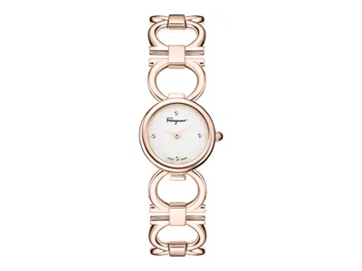 Pre-owned Ferragamo Women's  Double Gancini Bracelet Sf4c00325 Watch In Stainless Steel In Silver