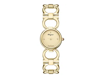 Pre-owned Ferragamo Women's  Double Gancini Bracelet Sf4c00625 Watch In Stainless Steel In Silver