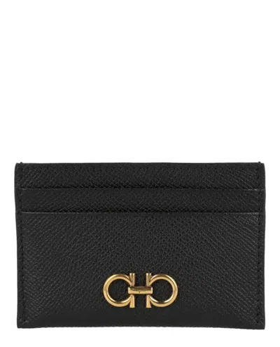 Pre-owned Ferragamo Women's  Gancini Credit Card Holder In Black