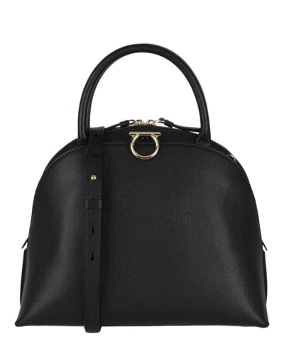Pre-owned Ferragamo Women's  Gancini Medium Top Handle In Black