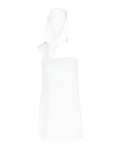 Pre-owned Ferragamo Women's  Hooded Mini Dress In White
