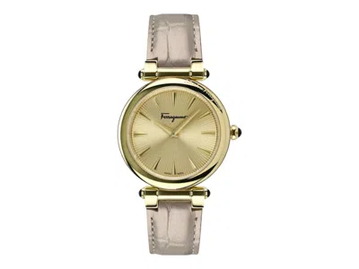 Pre-owned Ferragamo Women's  Idillio Leather Sfyp00222 Watch In Stainless Steel In Silver