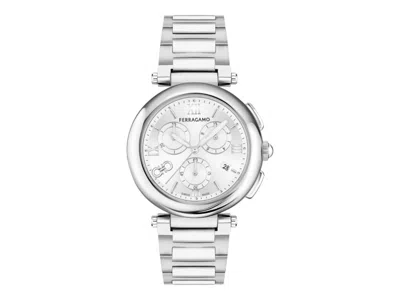 Pre-owned Ferragamo Women's  Legacy Chronograph Sfu200323 Watch In Stainless Steel In Silver