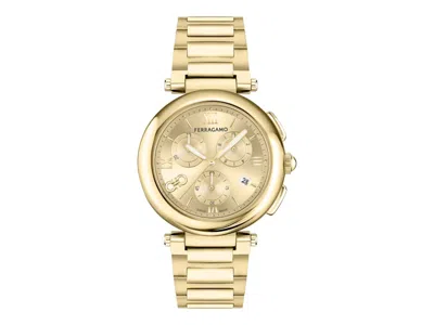 Pre-owned Ferragamo Women's  Legacy Chronograph Sfu200623 Watch In Stainless Steel In Silver