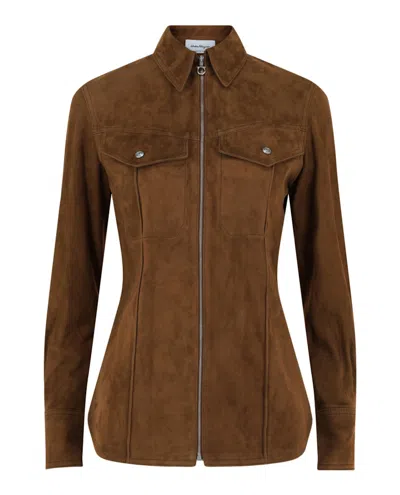 Pre-owned Ferragamo Women's  Lightweight Suede Jacket In Brown
