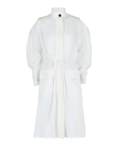 Pre-owned Ferragamo Women's  Longsleeved Hooded Trench Coat In White