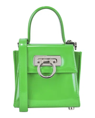 Pre-owned Ferragamo Women's  Micro Iconic Top Handle In Green