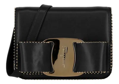 Pre-owned Ferragamo Women's  Mini Vara Bow Crossbody In Black