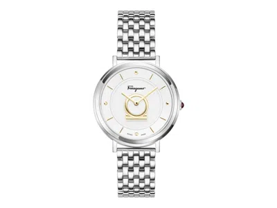 Pre-owned Ferragamo Women's  Minuetto Bracelet Sf5c00325 Watch In Stainless Steel In Silver