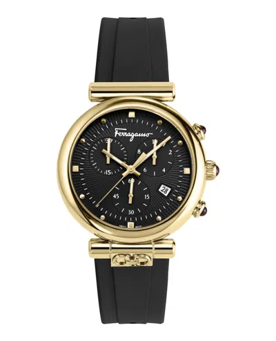 Pre-owned Ferragamo Women's  Ora Chronograph Sfyb00221 Watch In Stainless Steel In Silver