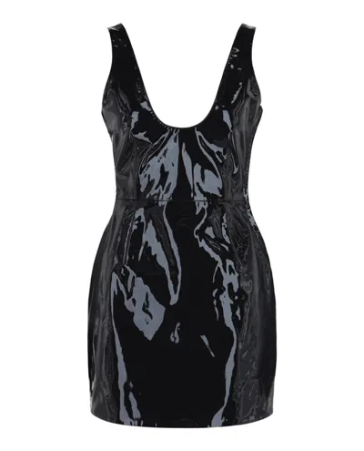 Pre-owned Ferragamo Women's  Patent Leather Mini Dress In Blue