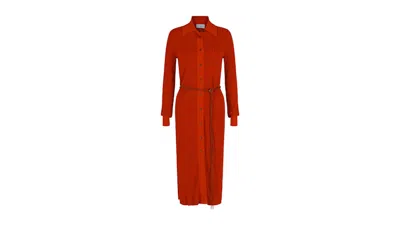 Pre-owned Ferragamo Women's  Ribbed Knit Midi Dress In Orange