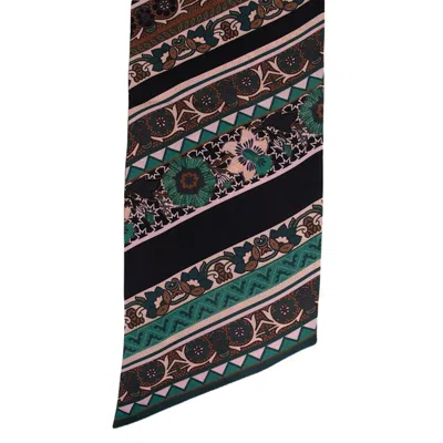Pre-owned Ferragamo Women's  Sl Nirvana Scarf In Black/turquoise