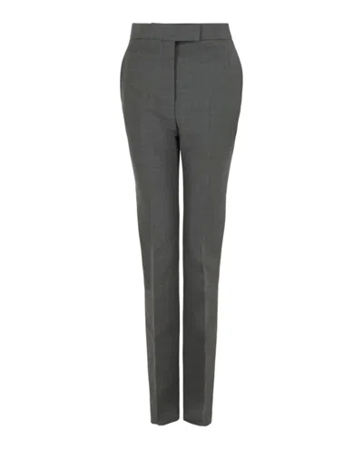 Pre-owned Ferragamo Women's  Straight Leg Wool Trousers In Grey In Gray