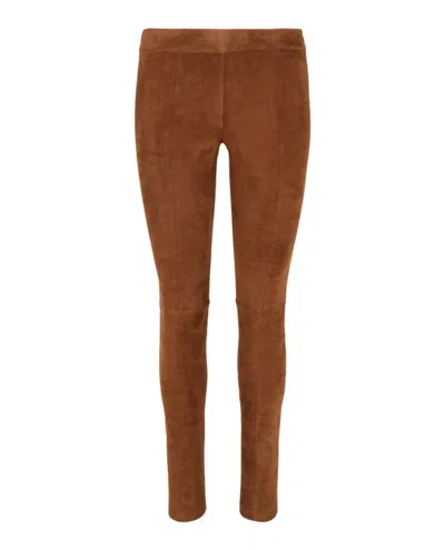 Pre-owned Ferragamo Women's  Suede Leggings In Brown