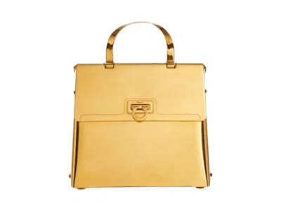 Pre-owned Ferragamo Women's  Trifolio Small Handbag In Gold