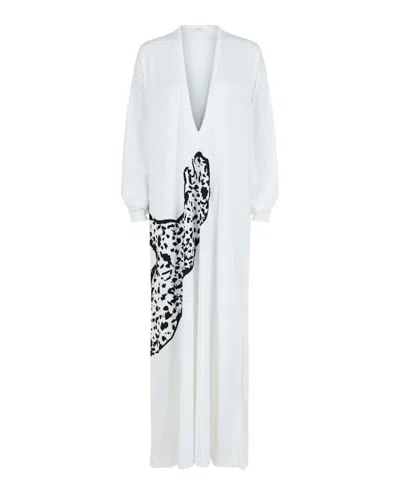 Pre-owned Ferragamo Women's  Vneck Oversized Maxi Dress In White