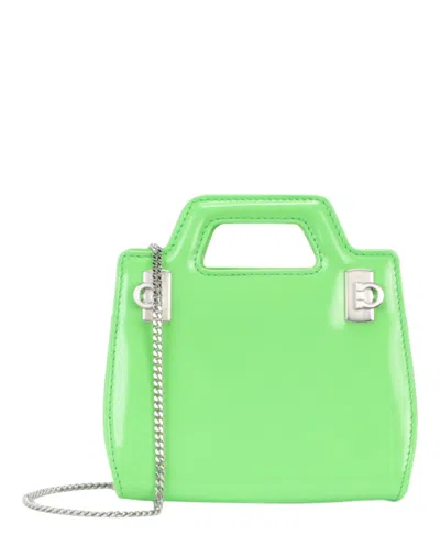 Pre-owned Ferragamo Women's  Wanda Mini Shoulder Bag In Green