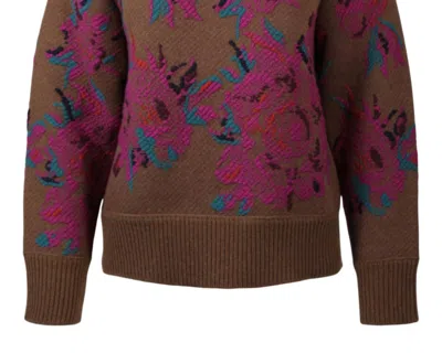 FERRAGAMO WOMEN'S FLORAL WOOL SWEATER IN BEIGE KHAKI