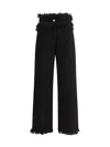 Ferragamo Frayed High-rise Straight-leg Pants In Black