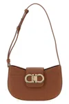 Ferragamo Adjustable Strap Textured Finish Shoulder Bag In Brown
