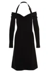 Ferragamo Knit Midi Dress With Gancini Buckle In Black