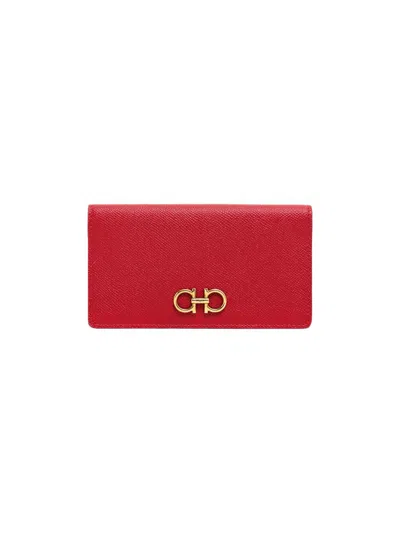 Ferragamo Women's Gancini Continental Leather Wallet In Red