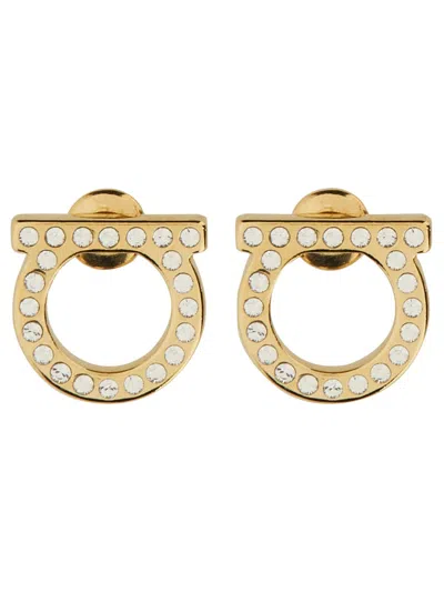 Ferragamo Women Gancini Crystals Earrings In Gold