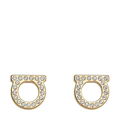Ferragamo Crystal Embellished Statement Earrings In Gold