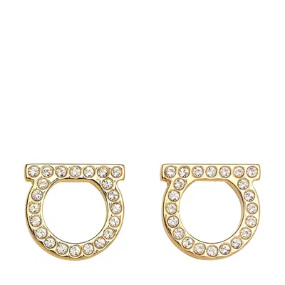 FERRAGAMO FERRAGAMO WOMEN GANCINI CRYSTALS STUD EARRINGS
