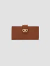 Ferragamo Grained Leather Continental Wallet In Brown